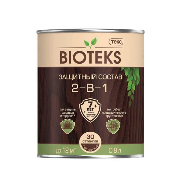 Антисептик Текс Bioteks 2-в-1 декоративный для дерева калужница 0,8 л