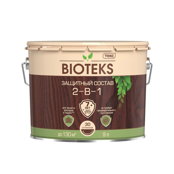 Антисептик Текс Bioteks 2-в-1 декоративный для дерева калужница 9 л