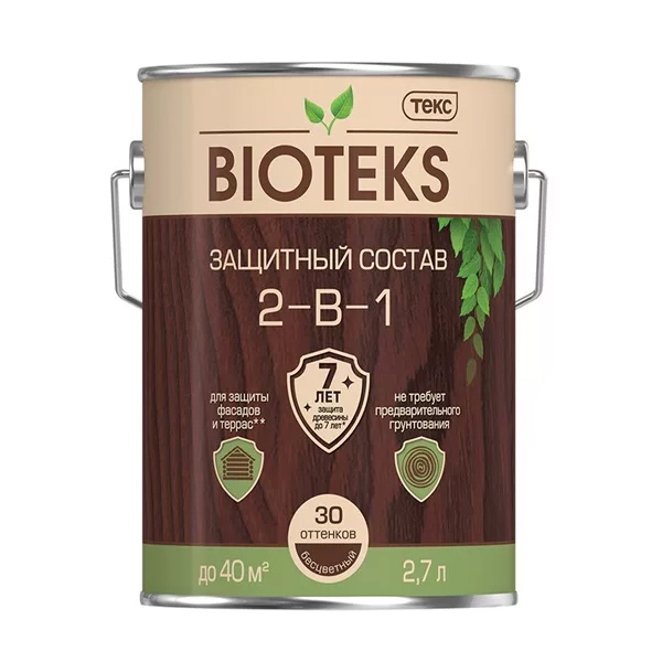 Антисептик Текс Bioteks 2-в-1 декоративный для дерева орех 2.7 л