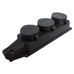 Колодка каучуковая трехместная с заземляющим контактом IP44