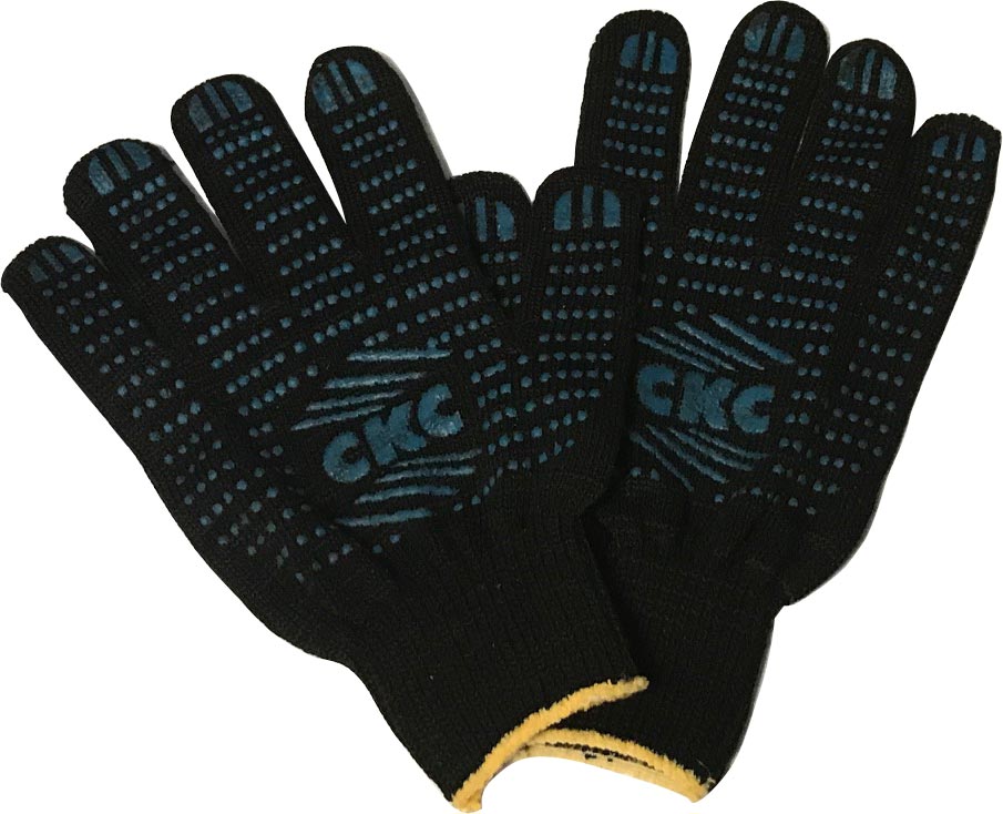 Перчатки рабочие плотные х/б с ПВХ черные