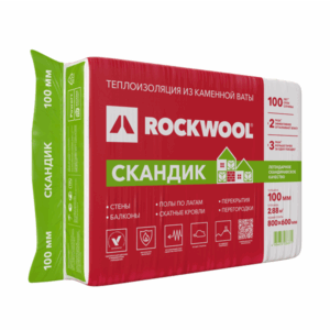 Утеплитель Rockwool Лайт Баттс Скандик 800х600х100 мм 6 шт 2.88 м2