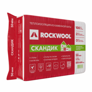 Утеплитель Rockwool Лайт Баттс Скандик 800х600х50 мм 12 шт 5.76 м2